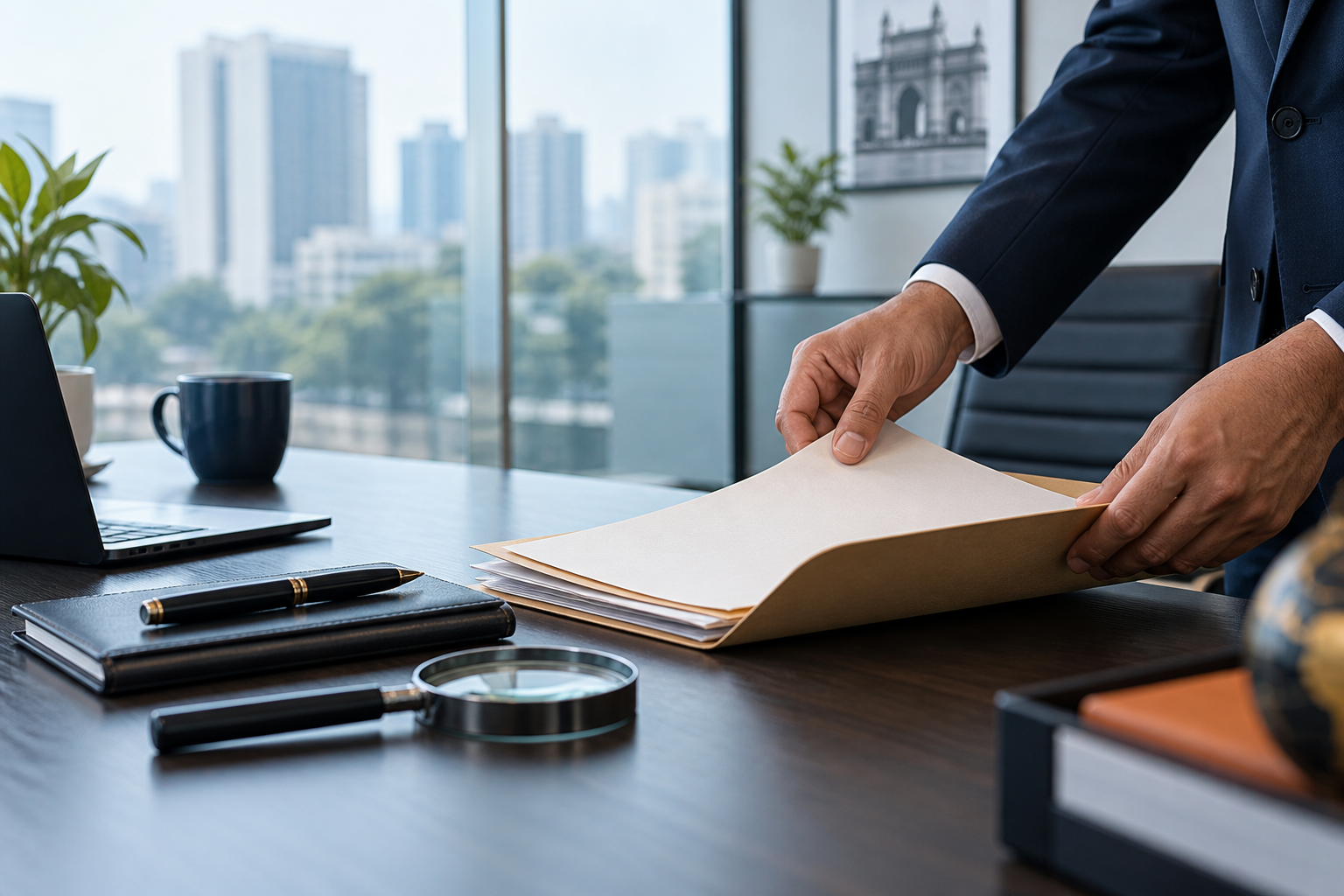 Professional desk used for discreet verification work